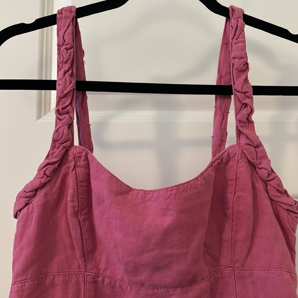 Zara pink mini slip dress with ties spaghetti straps size small linen cotton NWT - Picture 14 of 16